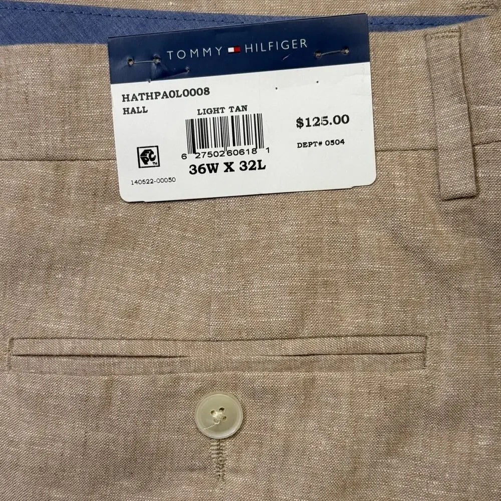Tommy Hilfiger Men's Modern-Fit Linen Blend Pants Light tan 36x32 $125